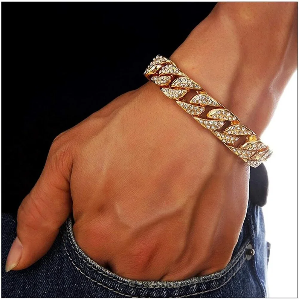 Men's Gold Round Luxury Silver Watch With Bling-ed Out Bracelet L0504b